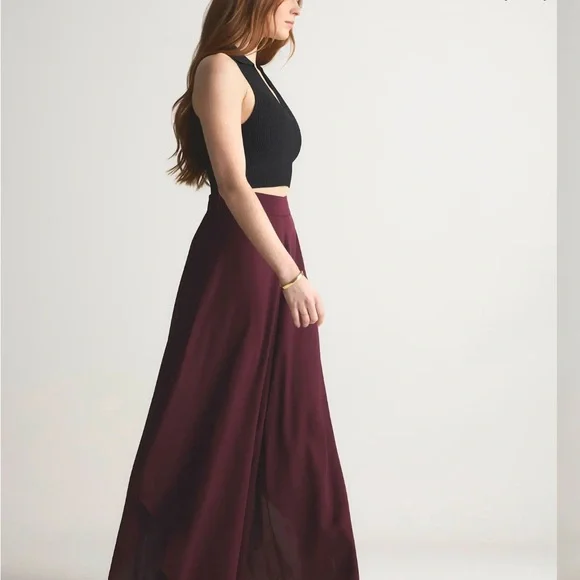 Quince Silk Wide-Leg Palazzo Pants (wine) - Picture 4 of 6